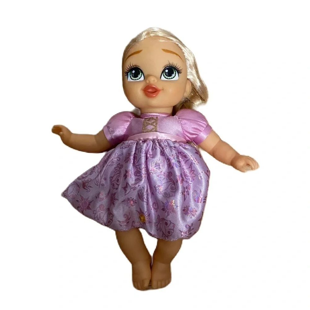 Disney Rapunzel Baby Doll Hard Kids Toy Princess Purple Pink Dress Blonde Hair